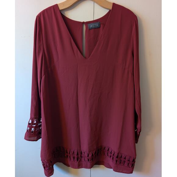 ASTR Burgundy Chiffon Dress - Picture 1 of 11